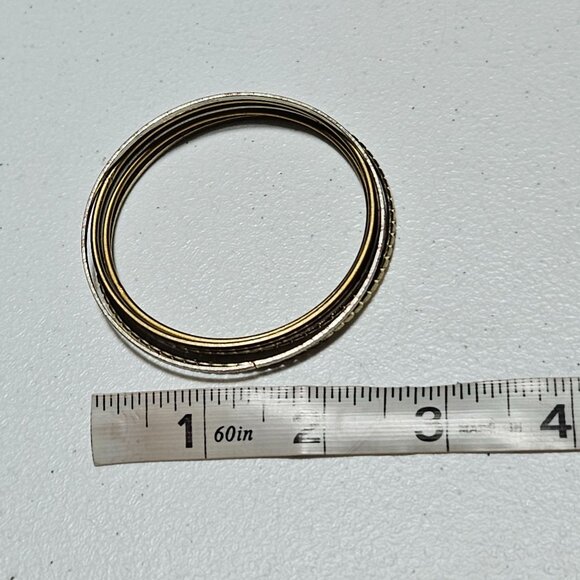 Retro Mixed Metal Bangle Bracelets Stackable Textured Finish Set Of 6 Jewelry - Picture 5 of 5